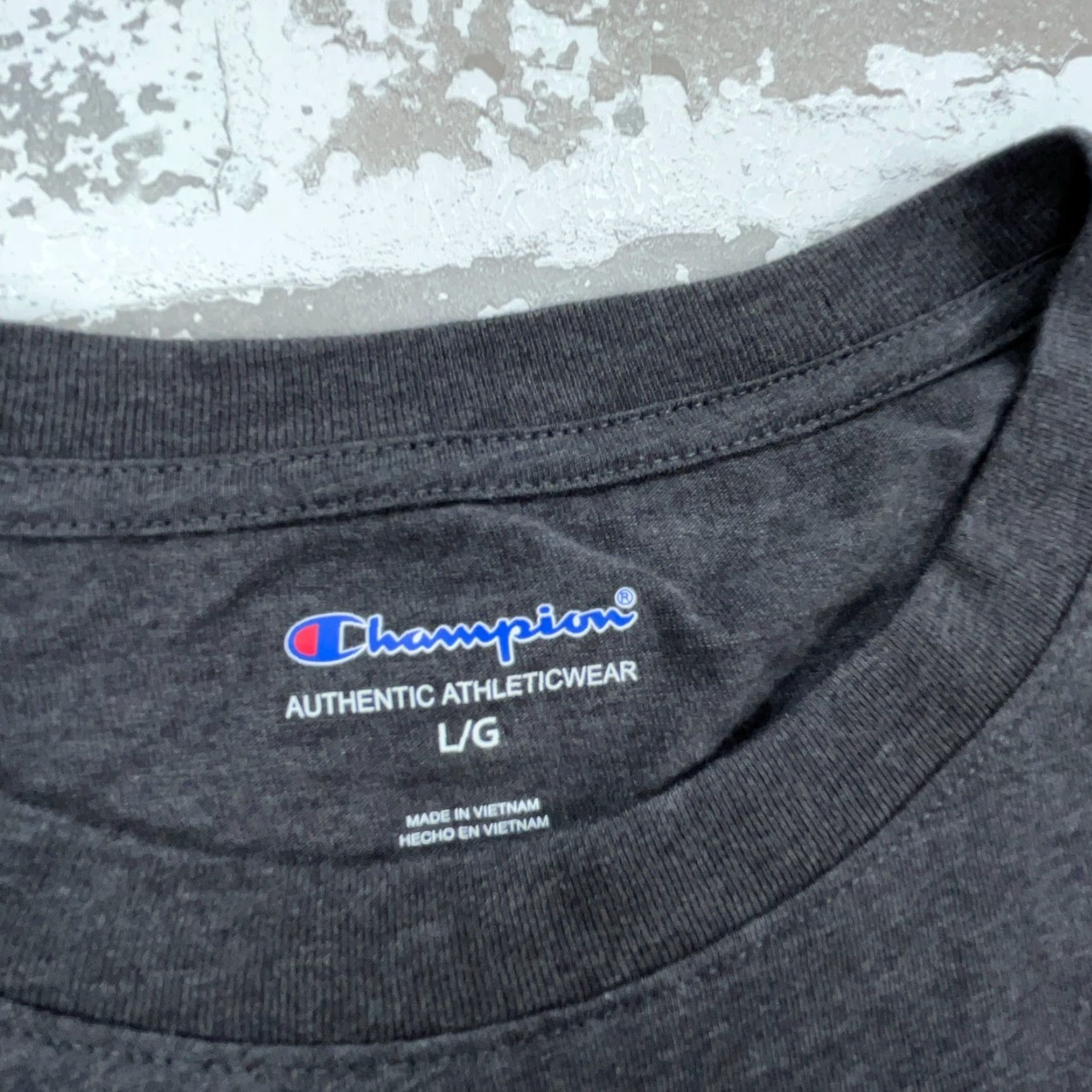 Champion Champion Shirt Men Large Gray Blue Tee Spell Out Logo Basic Plain Adult Top Size US L / EU 52-54 / 3 - 4 Thumbnail