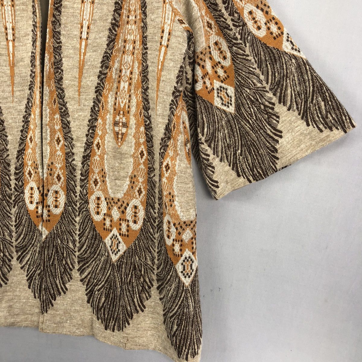 Le Grande Bleu (L.G.B.) Vintage Japanese Brand Flame Native Motif Wool Yukata Kimono Size S / US 4 / IT 40 - 3 Thumbnail