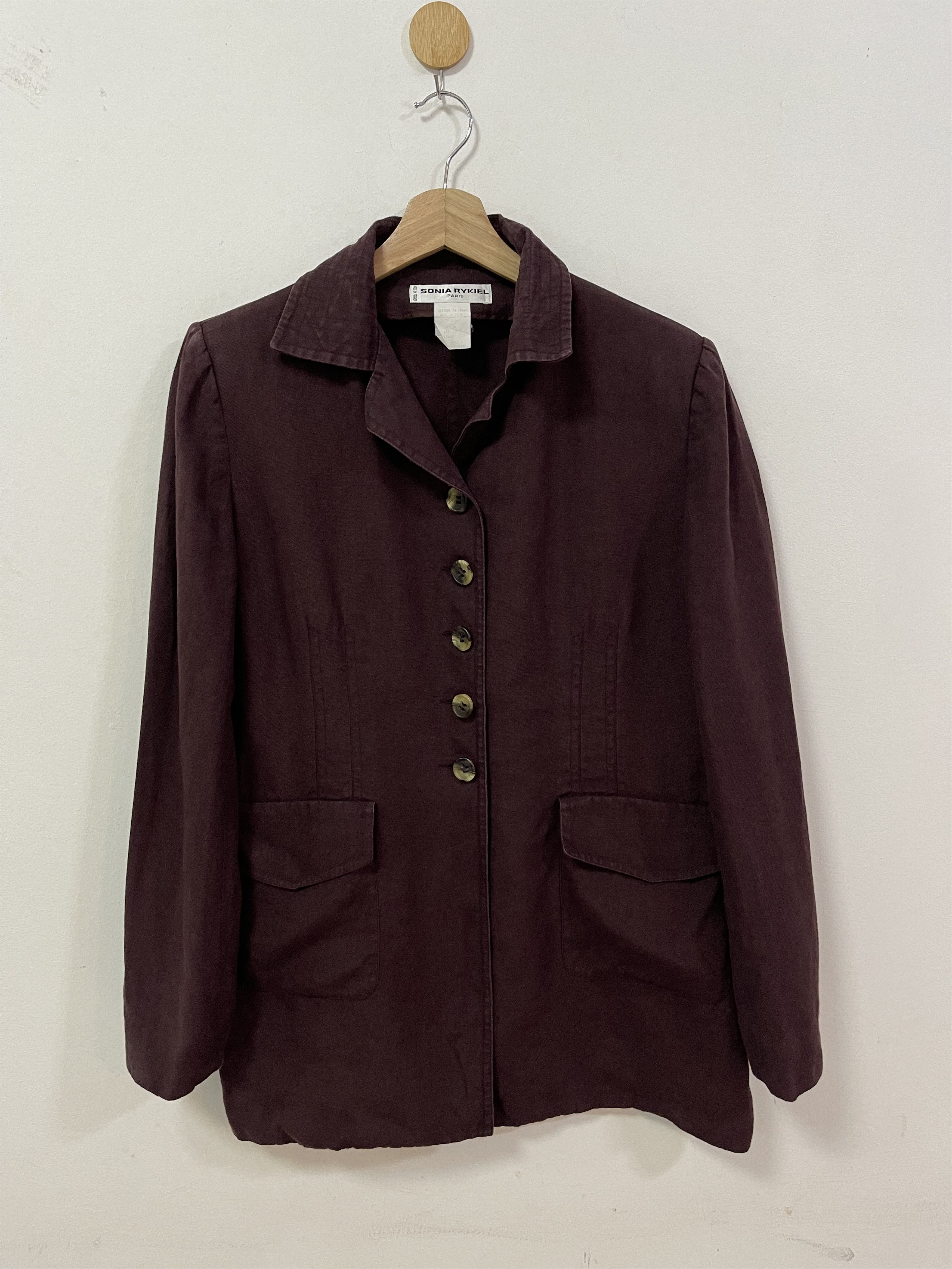 image of Rykiel Homme x Sonia Rykiel Designer Sonia Rykiel Button Up Jacket in Maroon, Women's (Size Medium)