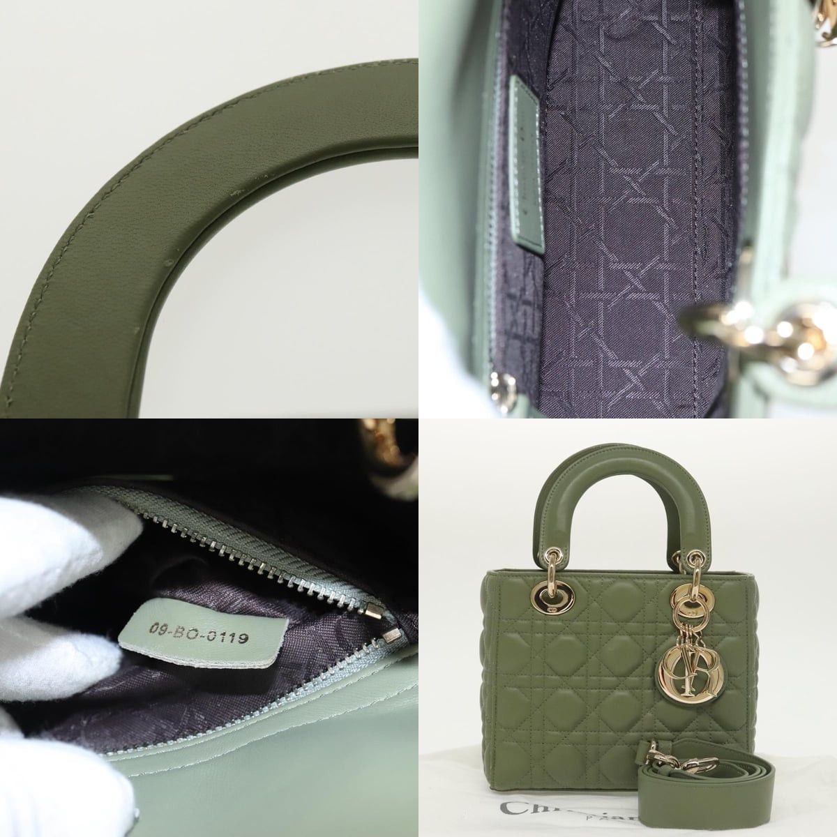DIOR Canage Small Lady DIOR Bag Lamb Skin Green Gold