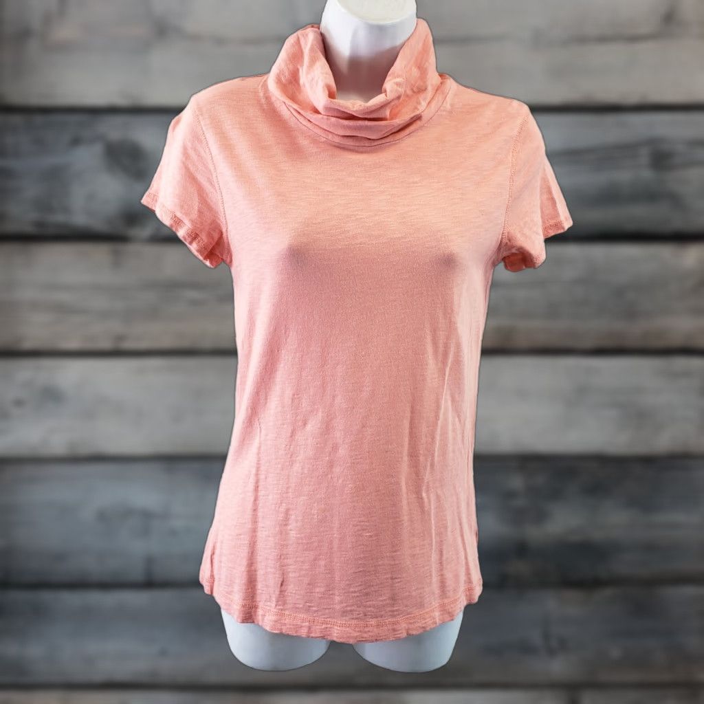 Athleta VINTAGE? No — [No, skip] Athleta Womens Cowl Neck Top Short Sleeve Solid Pink Cotton Blend Sz Small, Regular, Pink, Activewear, Casual, Womens Size S / US 4 / IT 40 - 1 Thumbnail