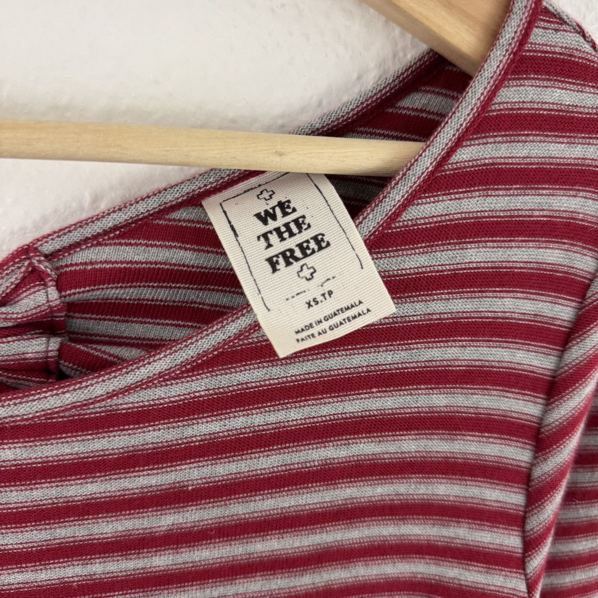 Free People FREE PEOPLE Red Grey Frenchie Striped Quarter Sleeve Dress Size XS / US 0-2 / IT 36-38 - 5 Thumbnail