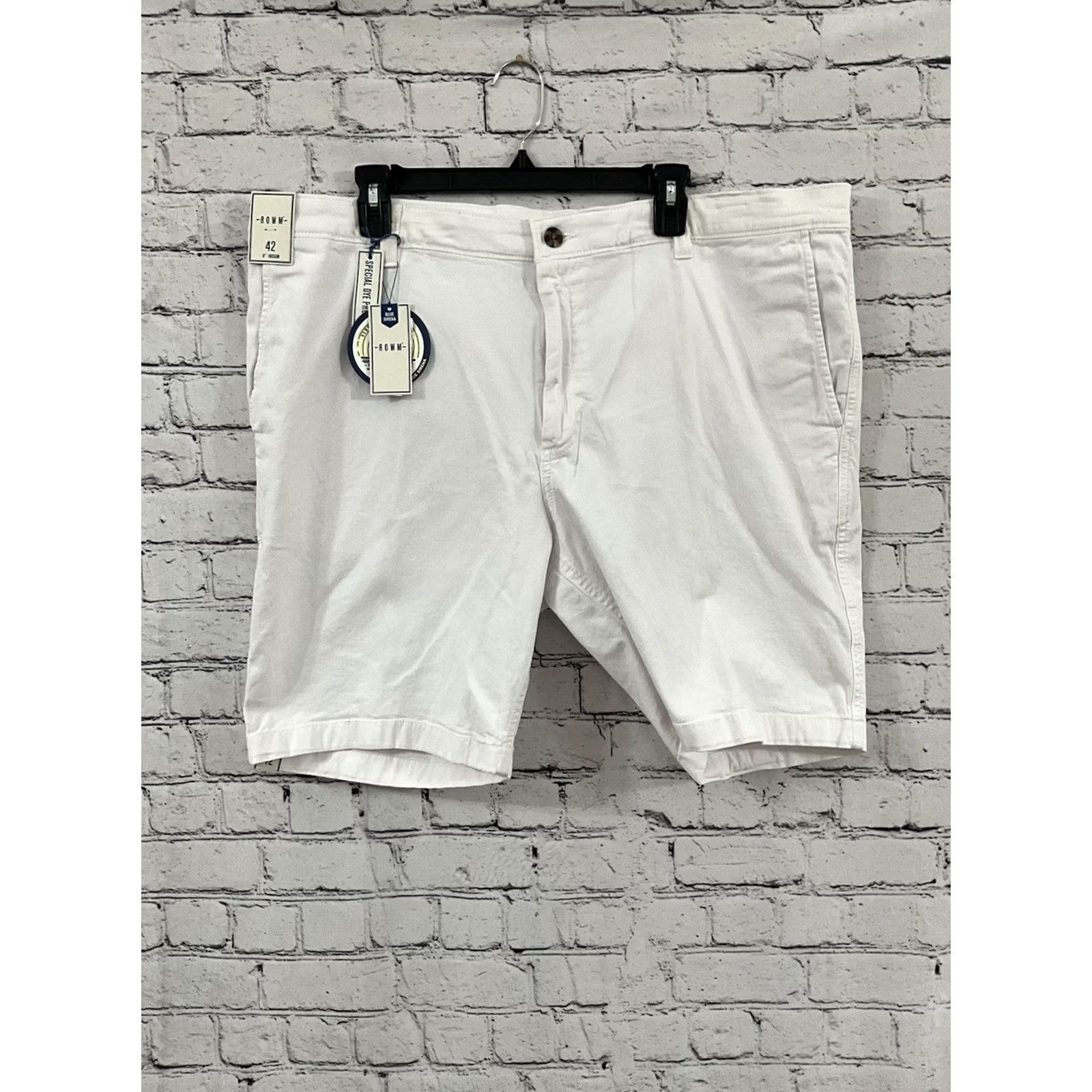 Vintage ROWM White Chino Shorts Size 42 Mens Regular 9in Inseam Zip Button Slash Pocket Summer Size US 42 / EU 58 - 2 Thumbnail