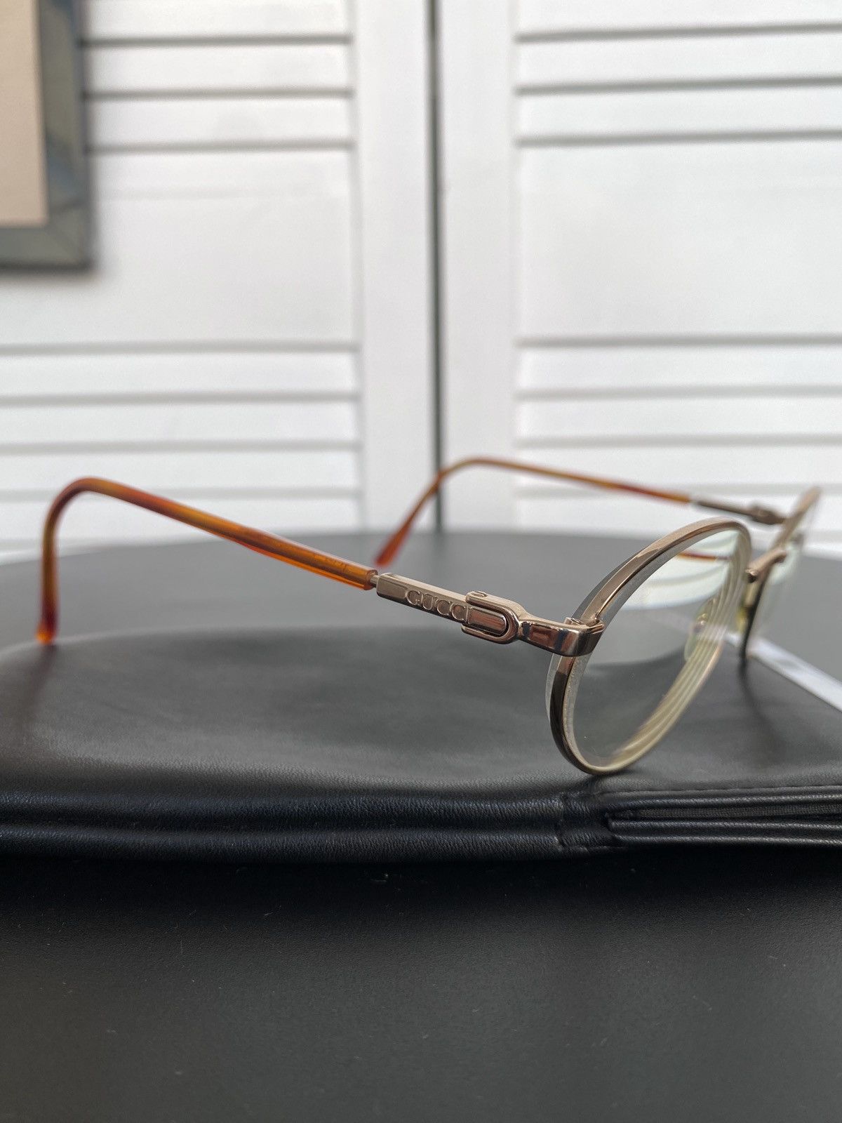 Gucci Vintage 90s Gucci GG 1333 GB1 Round Glasses Gold & Tortoise Size ONE SIZE - 10 Thumbnail