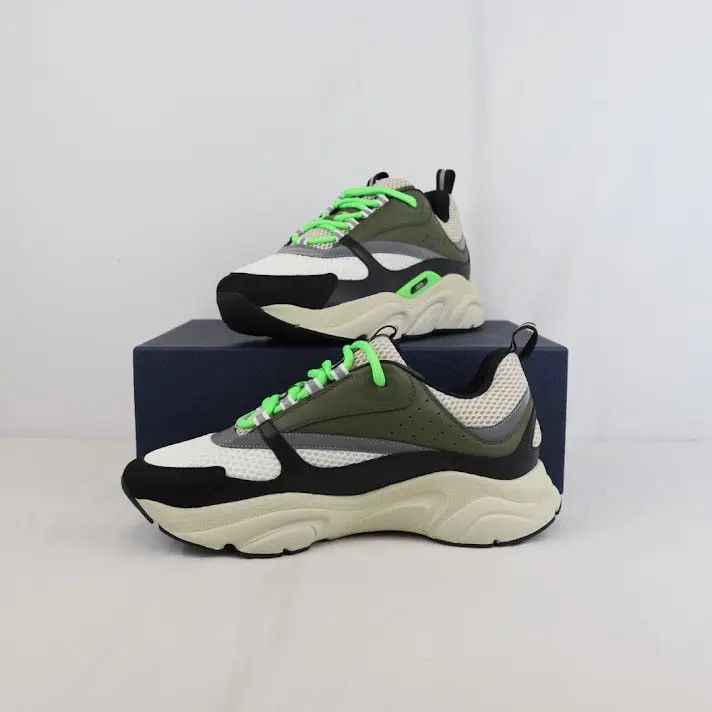 Dior o1rshd1 B22 Calf Mesh Sneakers in Green/Beige Size US 10 / EU 43 - 1 Thumbnail