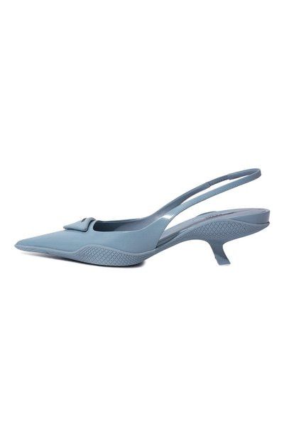 Prada o1B3y1r0426 Brushed Leather Slingback Pumps in Light Blue Size US 5 / IT 35 - 4 Thumbnail