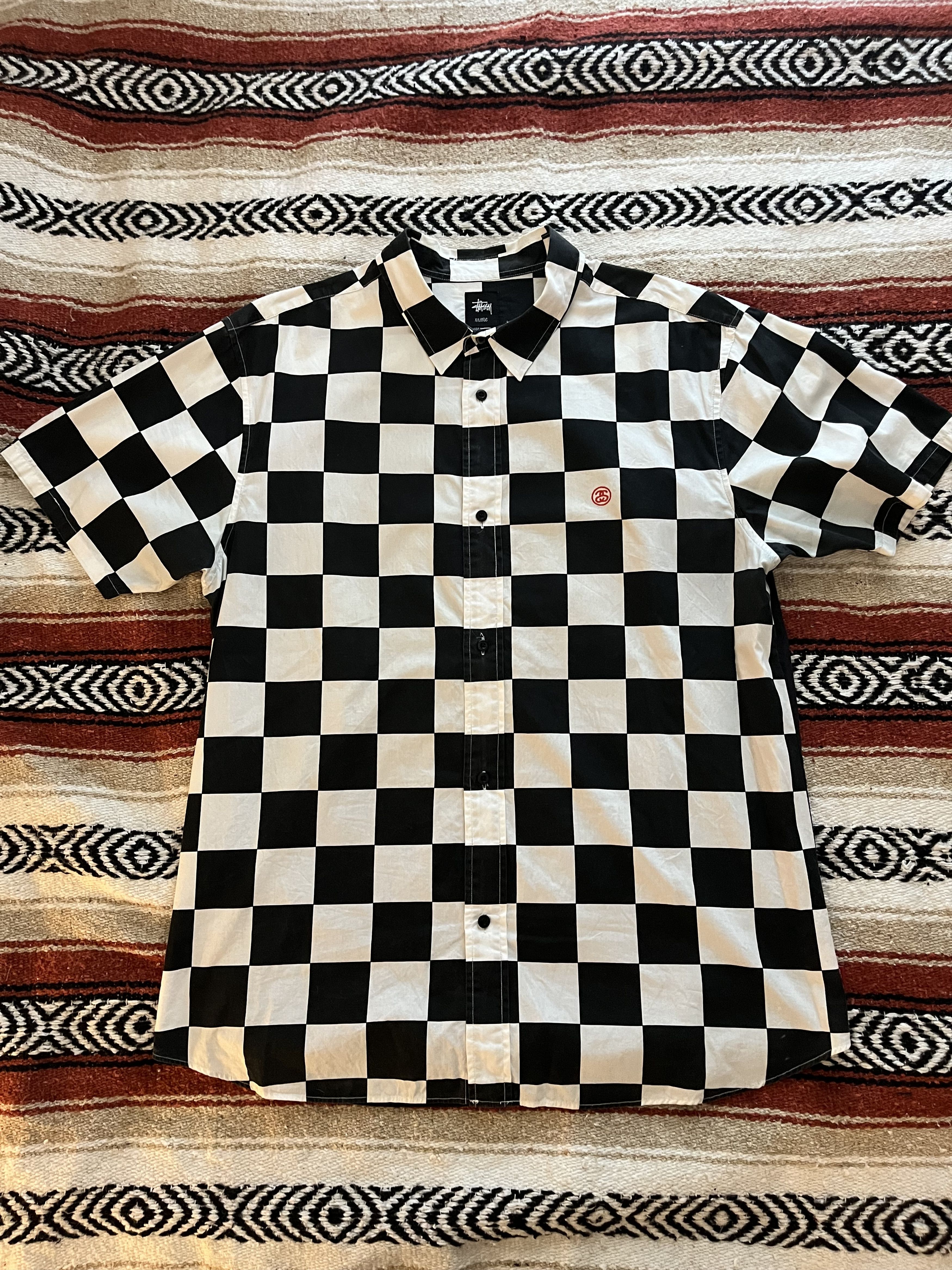 Stussy Stüssy Checkered Button-Up Shirt (Black/White) Size US XXL / EU 58 / 5 - 1 Thumbnail
