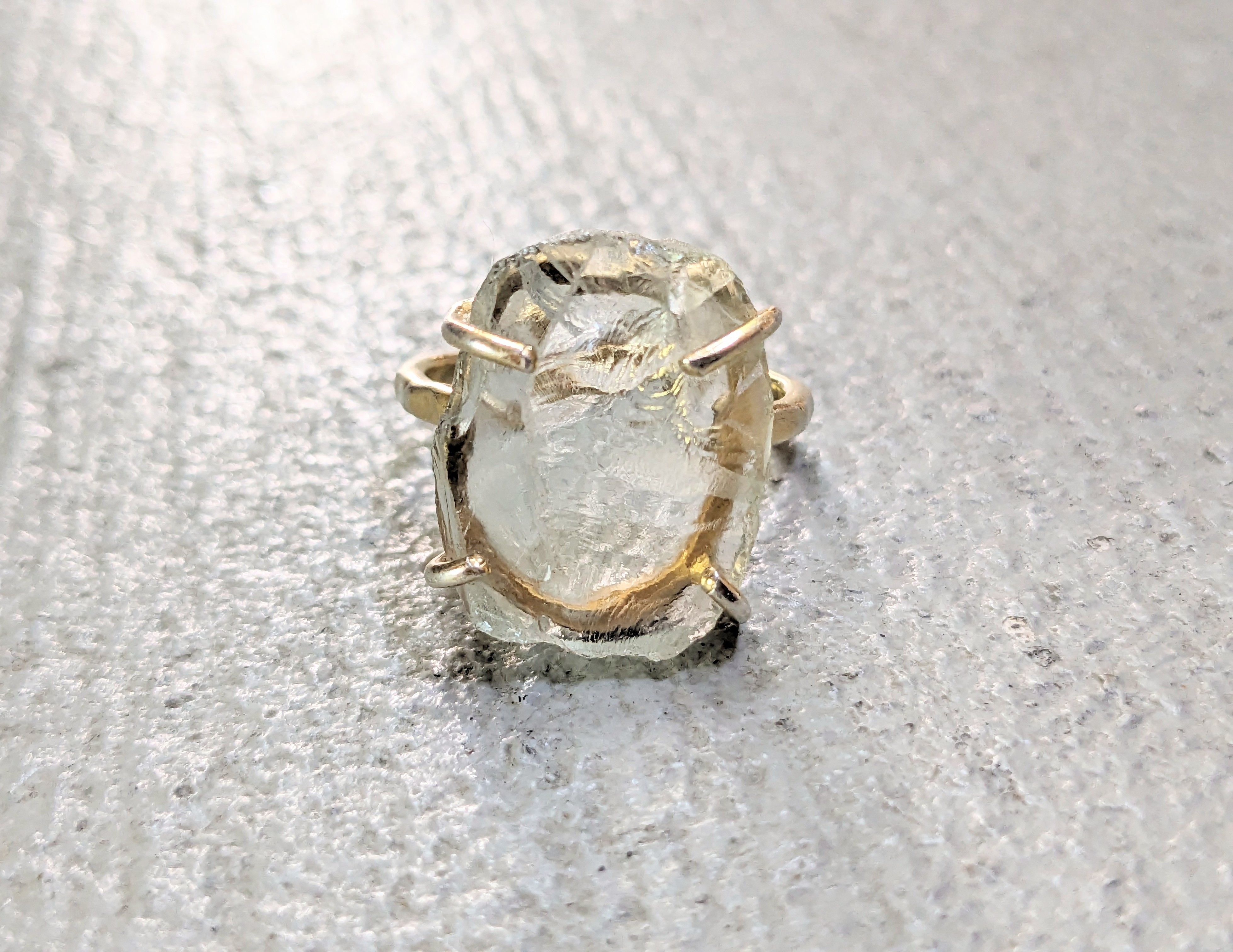 Jewelry Vintage Sterling Silver Ring Glass 7.75 Modern Gold Plated Size ONE SIZE - 3 Thumbnail