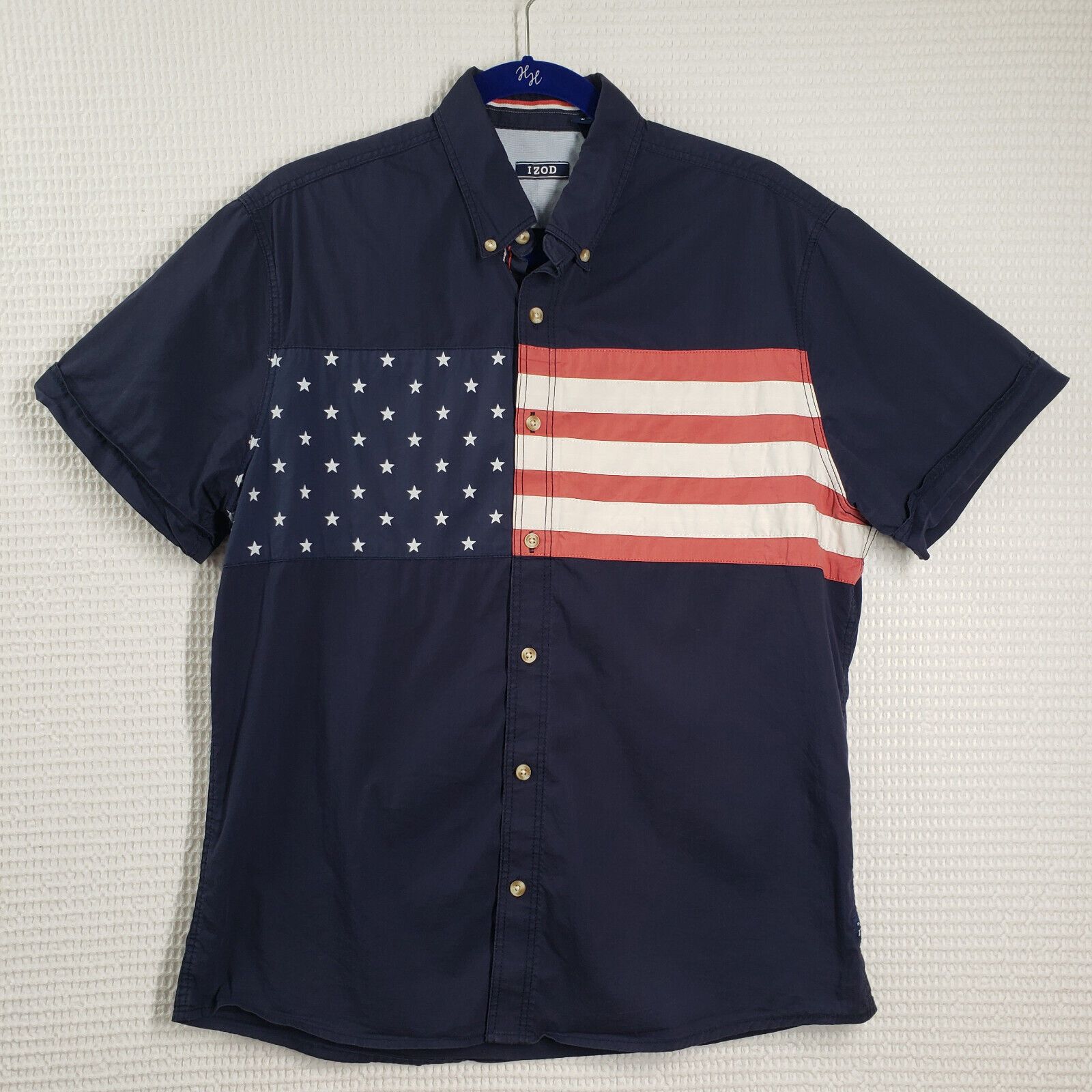 Izod Izod American Flag Button Down Shirt Mens Medium Blue Size US M / EU 48-50 / 2 - 1 Thumbnail
