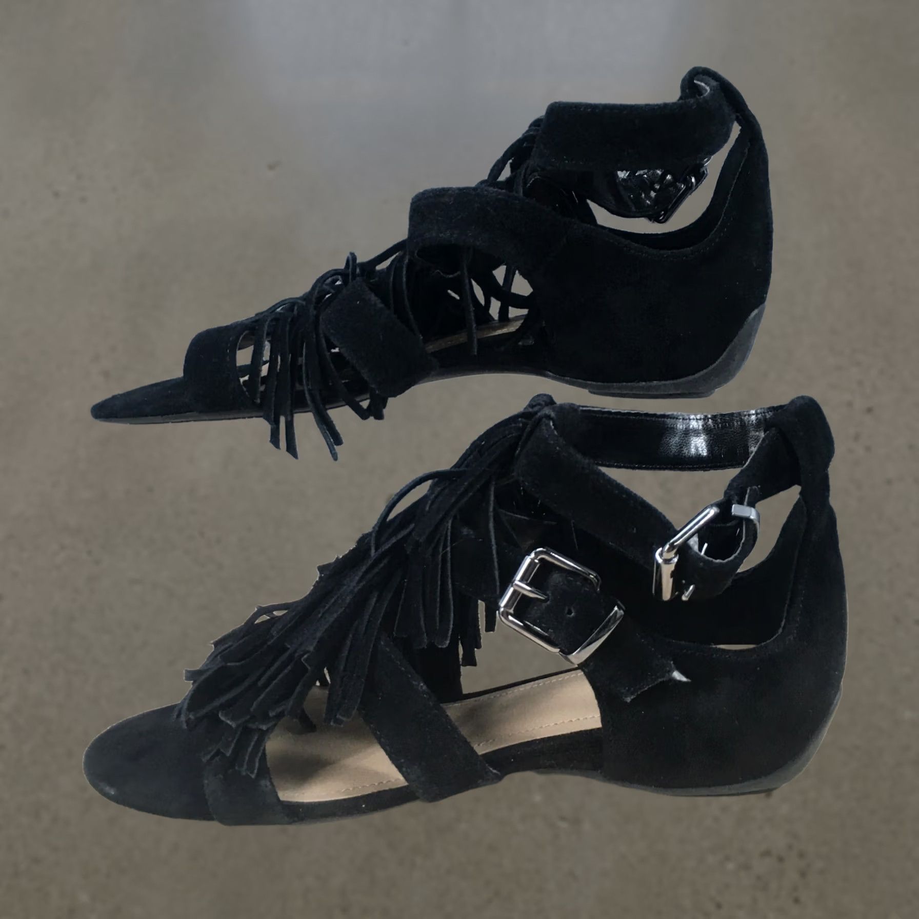 Kenneth Cole Kenneth Cole Reaction Sandals Womens 8 M Audre Struck Gladiator Black Leather Sandal Gladiator Shoes Womens 8 Black Leather Size US 8 / IT 38 - 1 Thumbnail