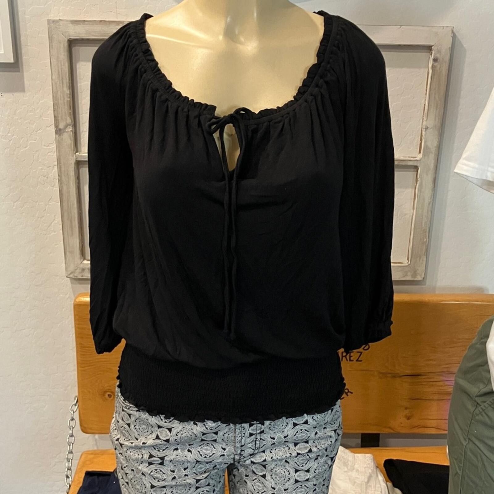 Other NWT Grace Elements Black Tie-Front Blouse Size S / US 4 / IT 40 - 1 Thumbnail