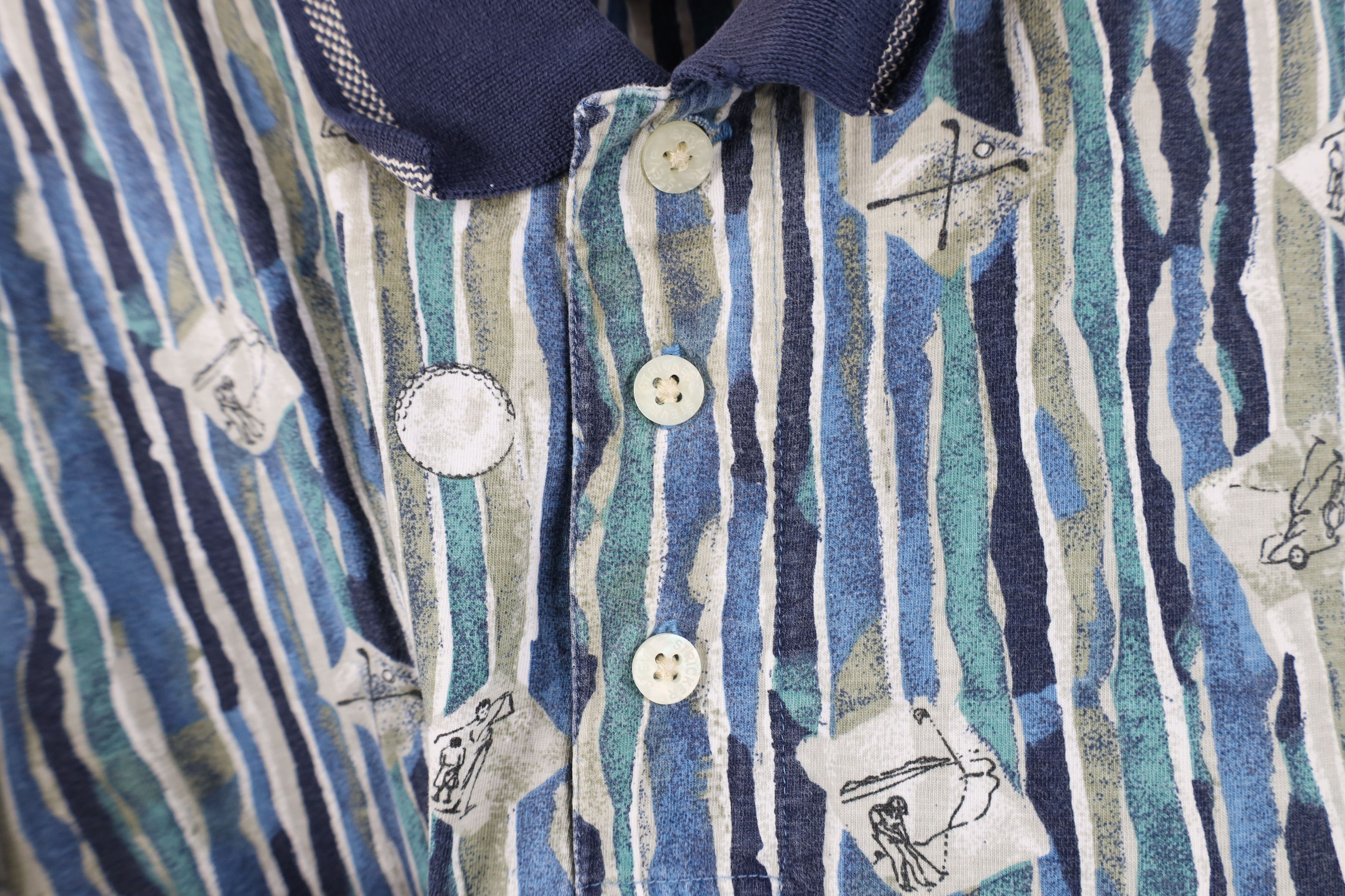 Vintage Vintage 90s Streetwear All Over Print Golf Polo Shirt Cotton Size US XL / EU 56 / 4 - 5 Thumbnail