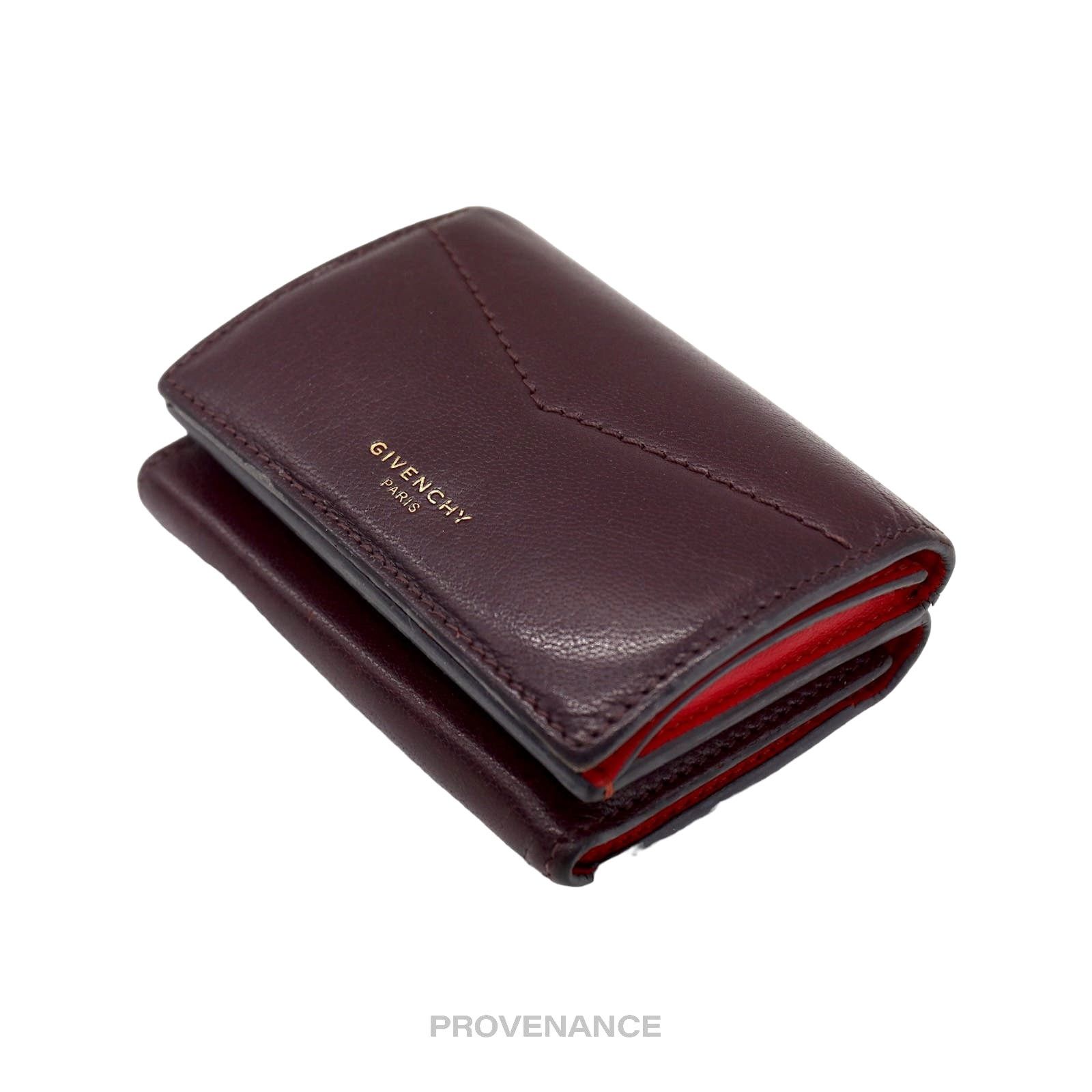 Givenchy 🔴 Givenchy Two Tone Trifold Wallet - Burgundy Leather Size ONE SIZE - 4 Thumbnail