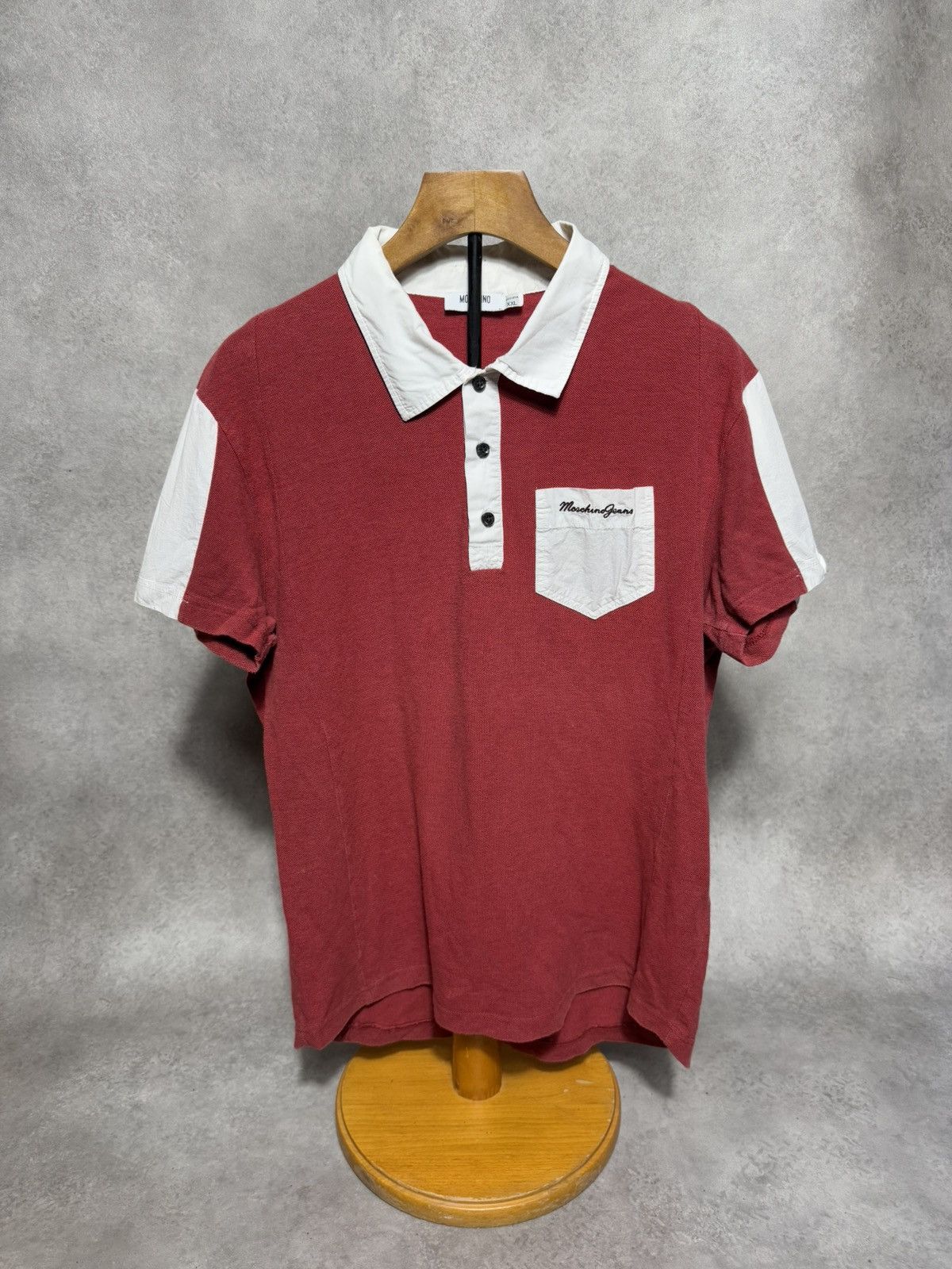 Designer × Moschino × Vintage Moschino Jeans Red Vintage 80s Polo Man XL Size US XL / EU 56 / 4 - 1 Thumbnail