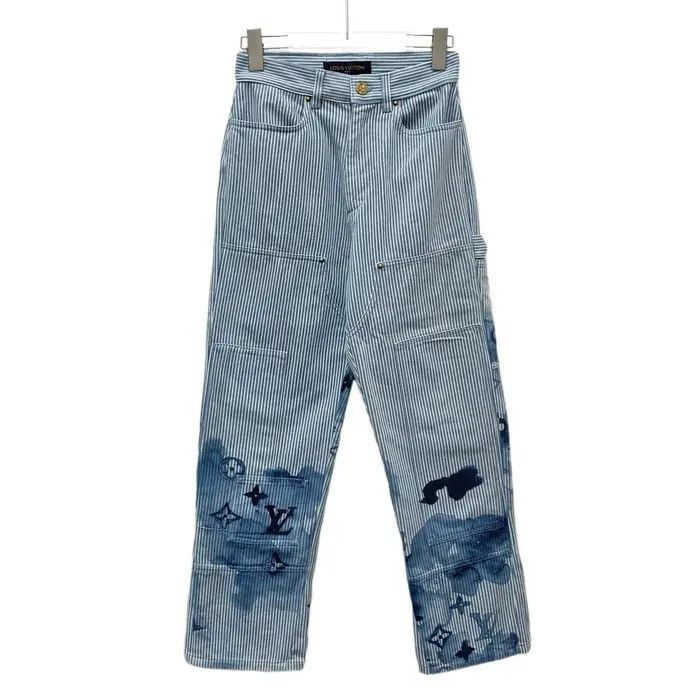 Moncler o1tko10426 Striped Monogram Denim Pants in Multicolor Size US 30 / EU 46 - 1 Thumbnail