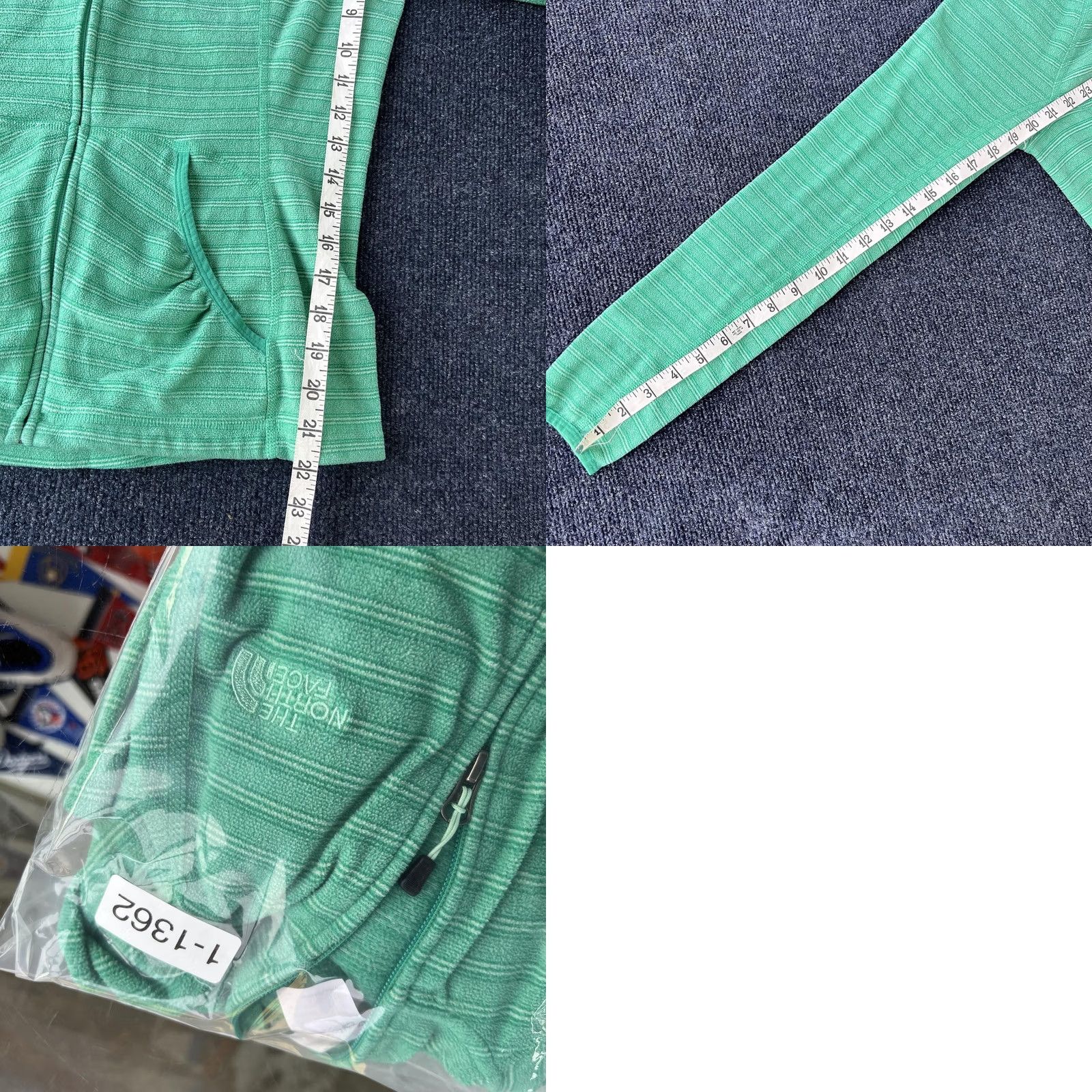 The North Face The North Face Jacket Womens Medium Green Full Zip Fleece Hoodie Textured Stripe Size M / US 6-8 / IT 42-44 - 8 Thumbnail