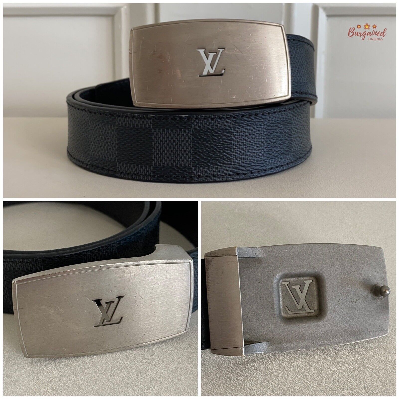 Louis Vuitton Louis Vuitton Black Damier Graphite Suntulle CUT Buckle Belt Size 30 - 9 Thumbnail