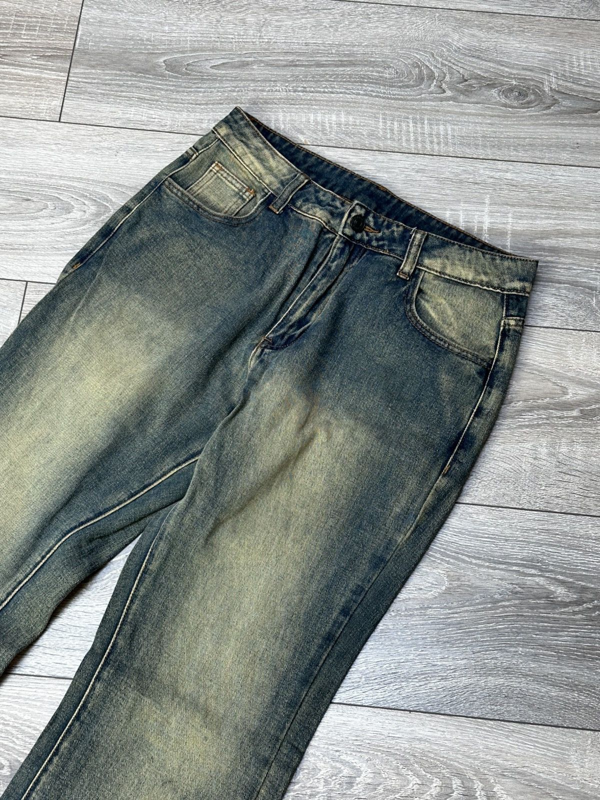Designer Skull Rock Flare Jeans Punk Washed Size M Size 26" / US 2 / IT 38 - 7 Thumbnail