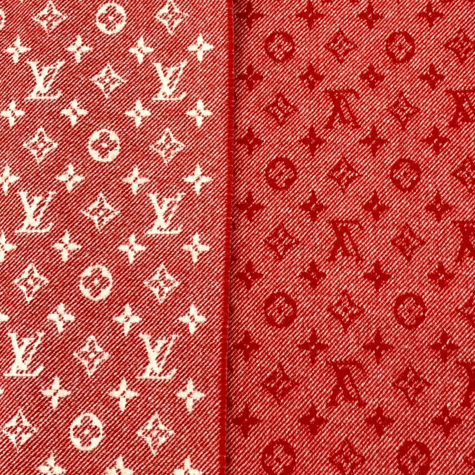 Louis Vuitton Louis Vuitton Red Monogram Wool & Cashmere Fringe Scarf 200x Size ONE SIZE - 5 Thumbnail