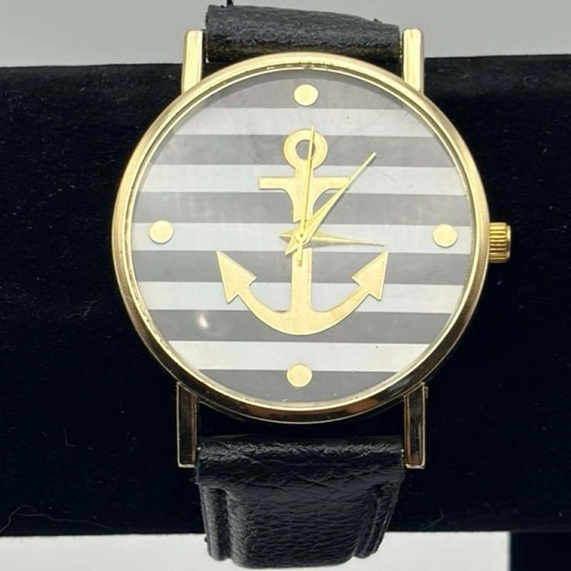 Other Black Striped Anchor Men’s Watch Size ONE SIZE - 1 Thumbnail
