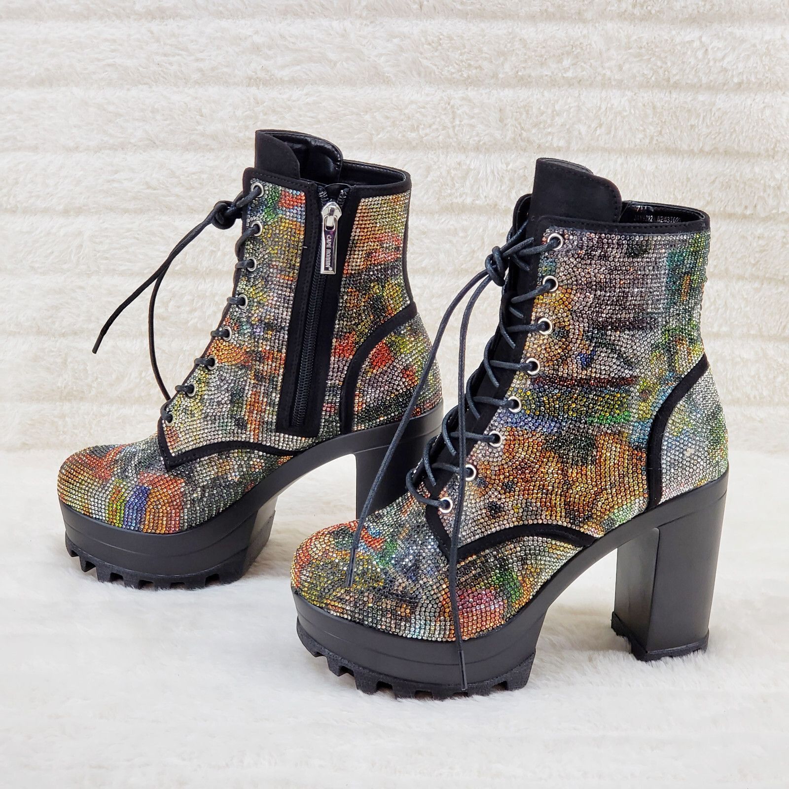Other News Story Multi Sparkle Rhinestone Lug Sole Chunky High Hee Size US 7 / IT 37 - 9 Thumbnail