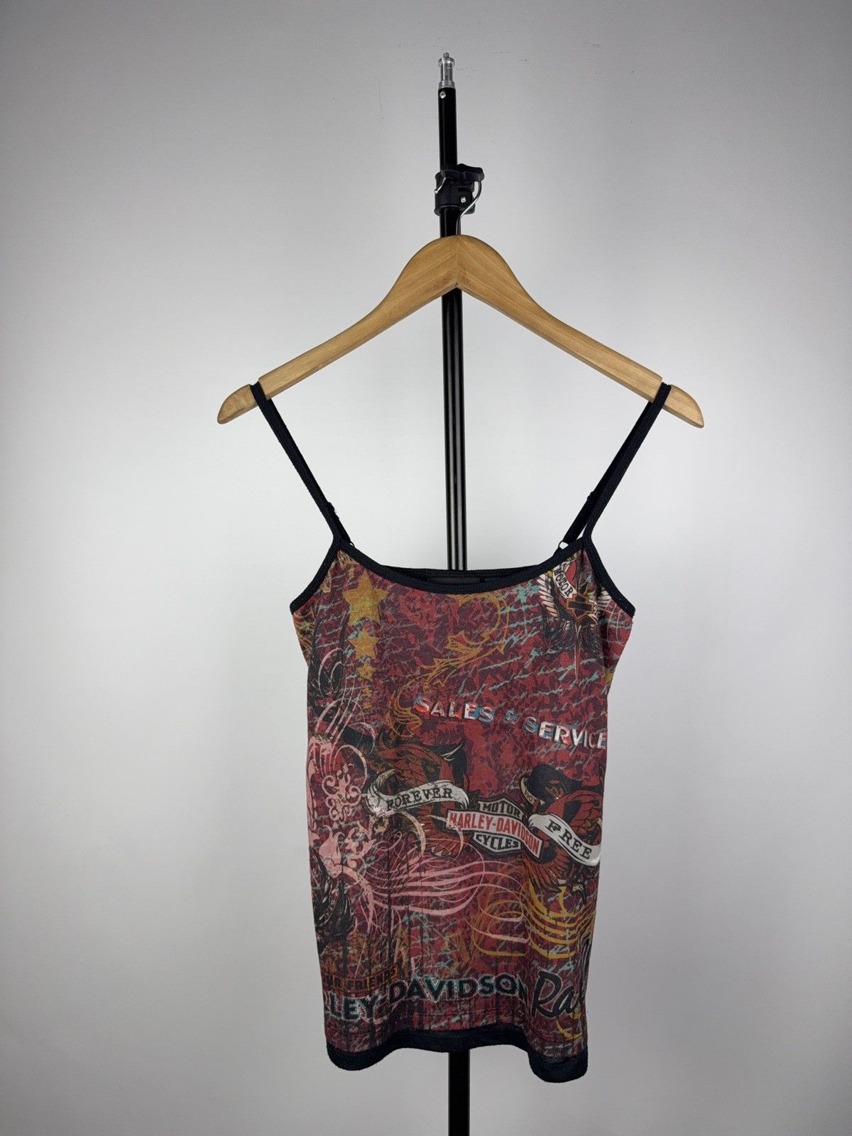 Harley Davidson 00s Y2K Harley-Davidson Mesh Cami Top USA Made Tattoo Print Size M / US 6-8 / IT 42-44 - 1 Thumbnail