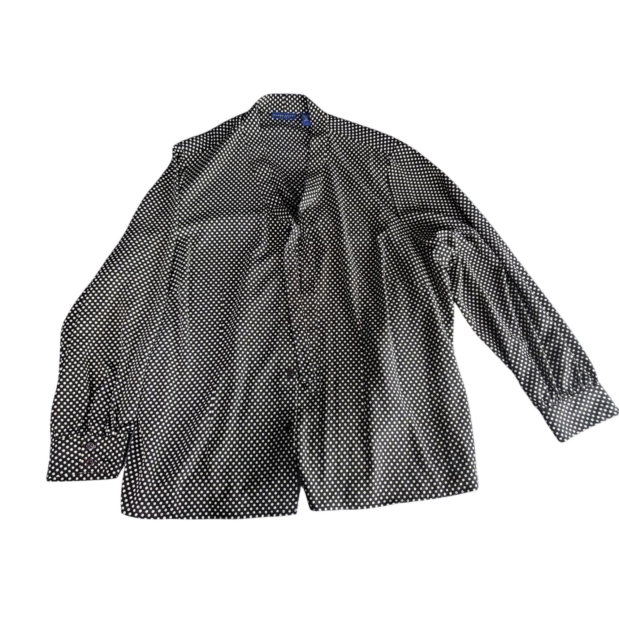 Other Karen Scott Polkadot Blouse Women Sz 3XL Long Sleeve Plus Si Size 3XL / US 20-22 - 1 Thumbnail