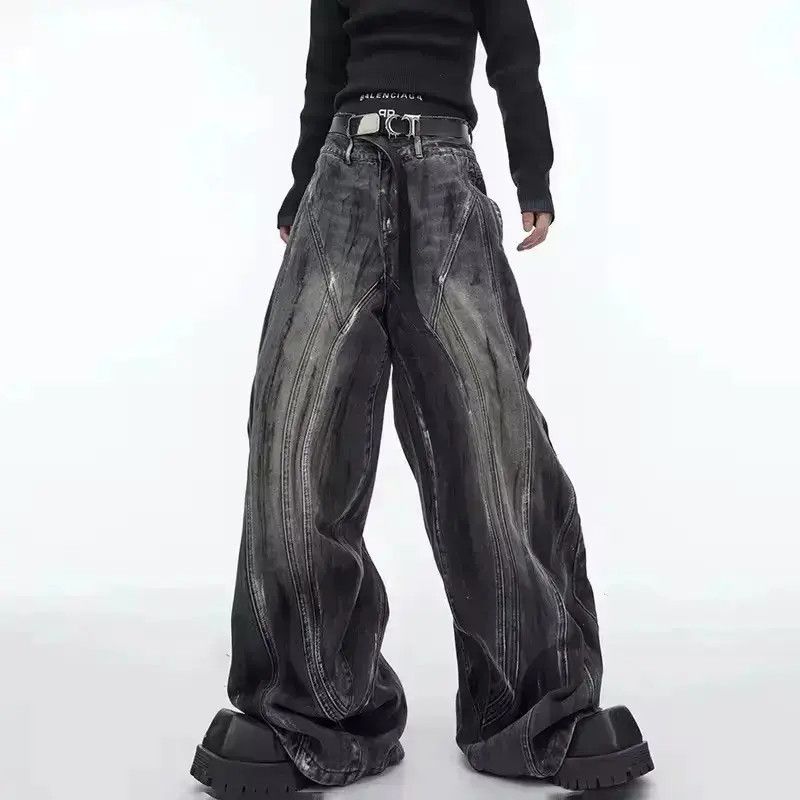 Japanese Brand Streetwear Design Washed Loose Wide Leg Pants Jeans Size US 32 / EU 48 - 5 Thumbnail