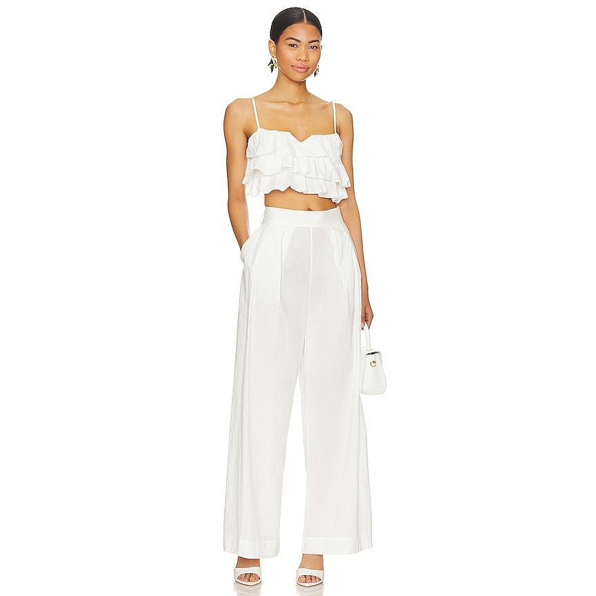Free People New Free People Danelle Set $168 XL White Crop & Top Pants Size 40" / US 18 - 6 Thumbnail