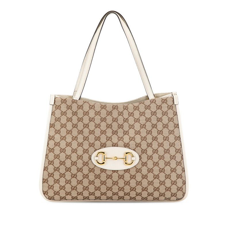 Gucci Gucci Horsebit 1955 GG Canvas Tote Bag Canvas Tote Bag 623694 in Beige, Women's