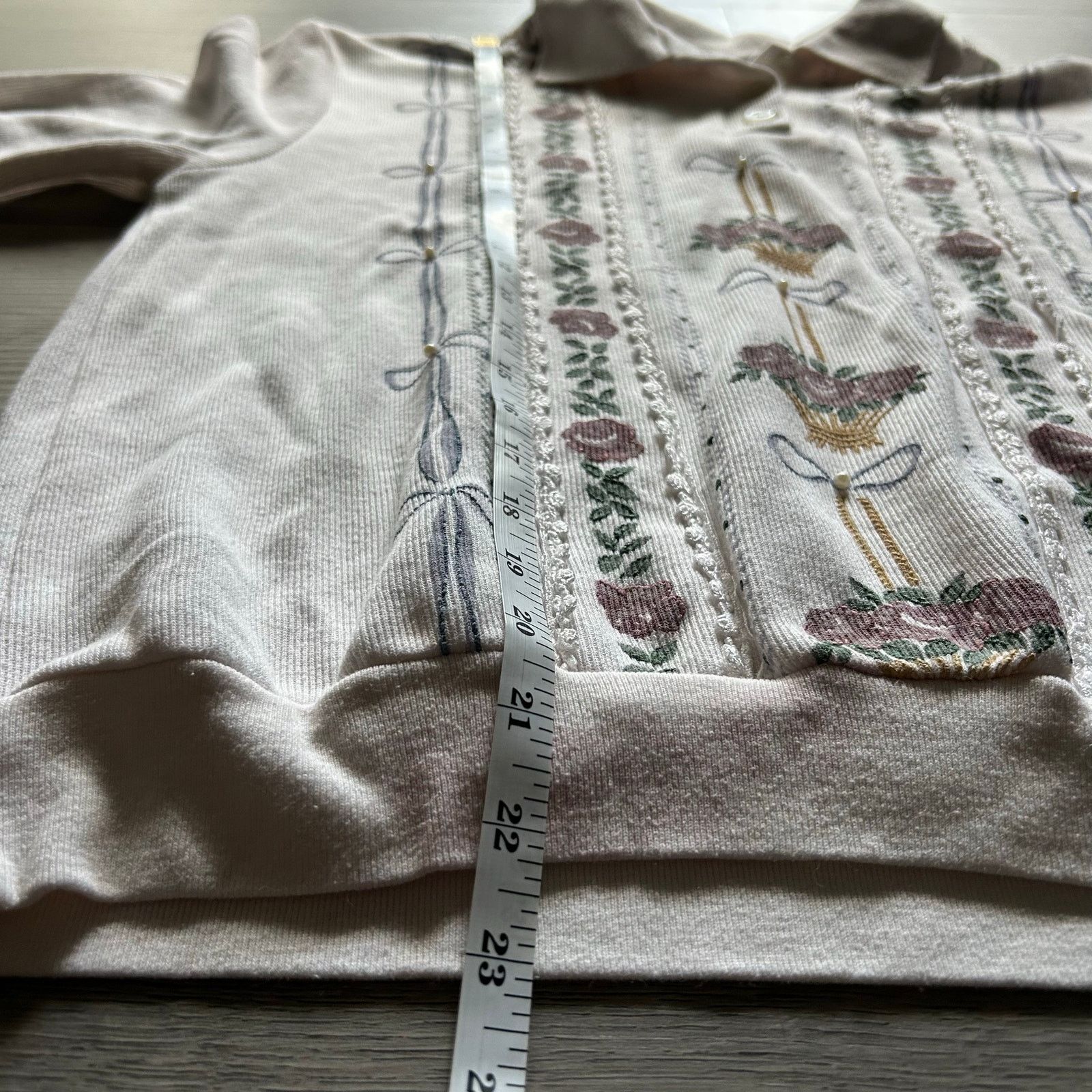 Other Vintage 80s cottage core Floral Embroidered Knit Polo Shirt Size L / US 10 / IT 46 - 5 Thumbnail