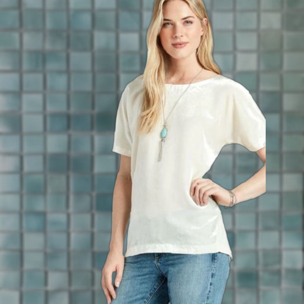 Lucky Brand Lucky Brand Ivory Velvet Shirt Women's XL Zip-Up Back Casual Top NWT Size XL / US 12-14 / IT 48-50 - 1 Thumbnail