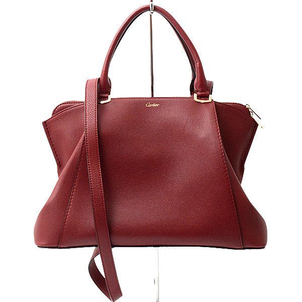 Cartier Cartier Cartier Leather C de SM 2WAY Handbag Bordeaux L1001829 Leather Handbag L1001829 in Great Condition Size ONE SIZE - 1 Thumbnail