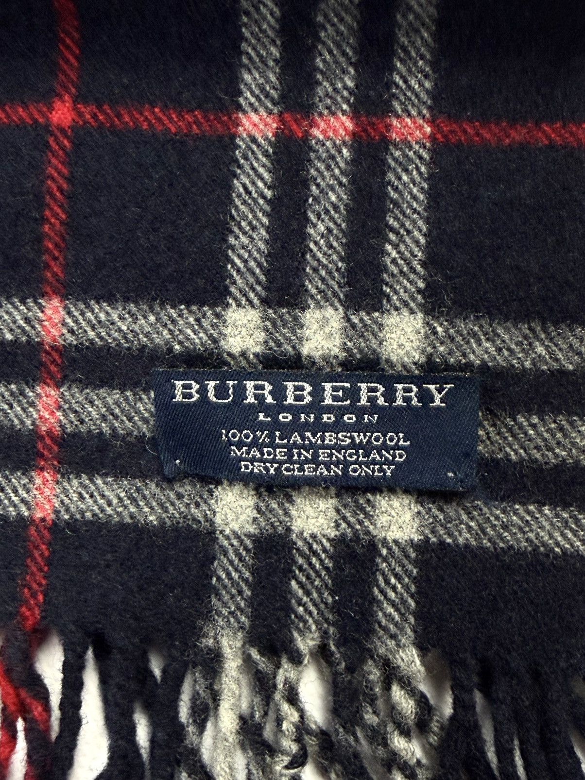 Burberry Burberry London Navy Wool Scarf Check Muffler Vintage Luxury Size ONE SIZE - 10 Thumbnail