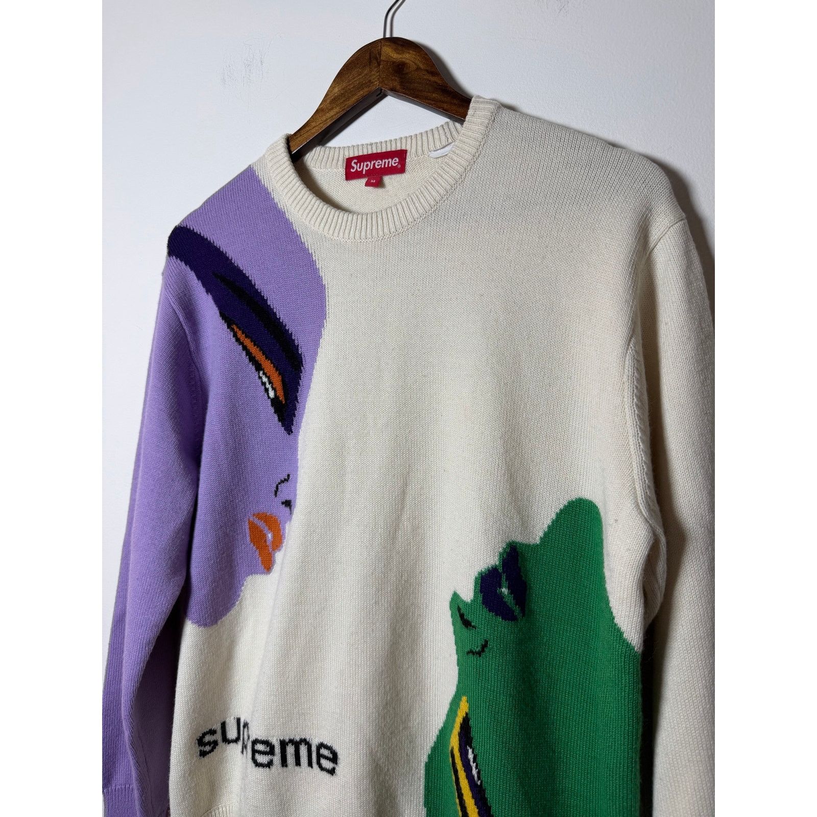 Supreme Supreme faces sweater cream FW21 Size US M / EU 48-50 / 2 - 3 Thumbnail