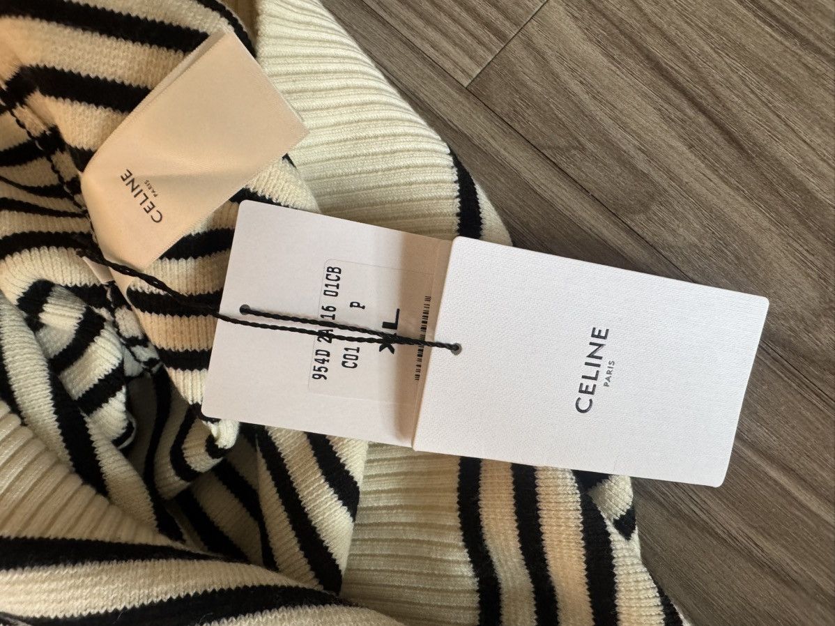 Celine CELINE Boatneck Sweater in Striped Knit Size US XL / EU 56 / 4 - 7 Thumbnail