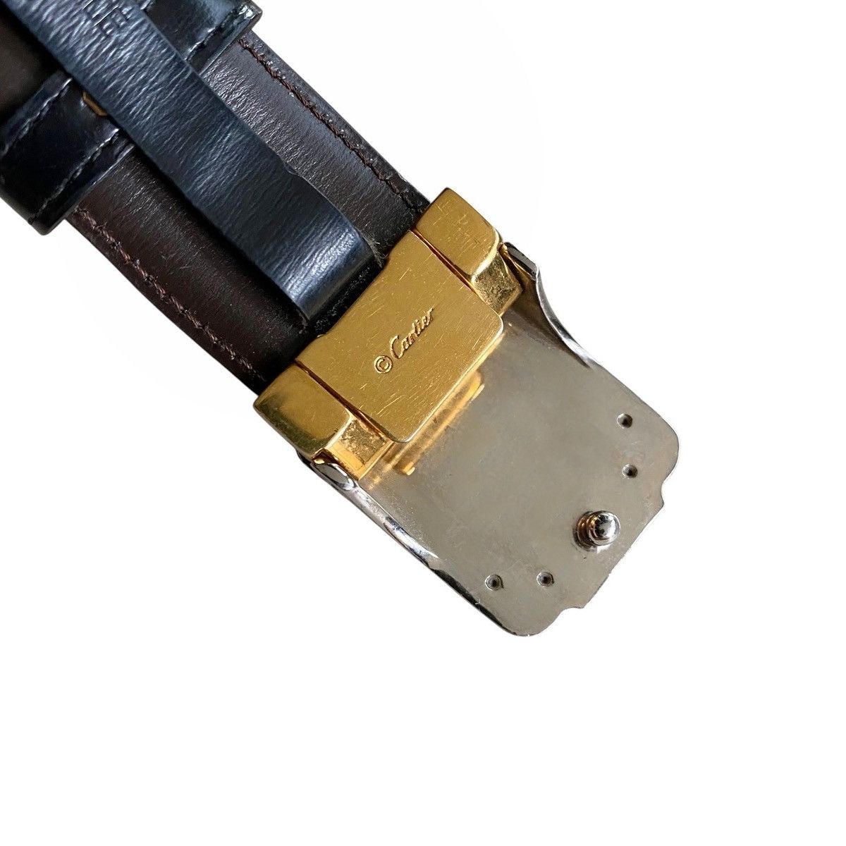 Cartier × Vintage Cartier leather belt black brown vintage rare Size 32 - 5 Thumbnail