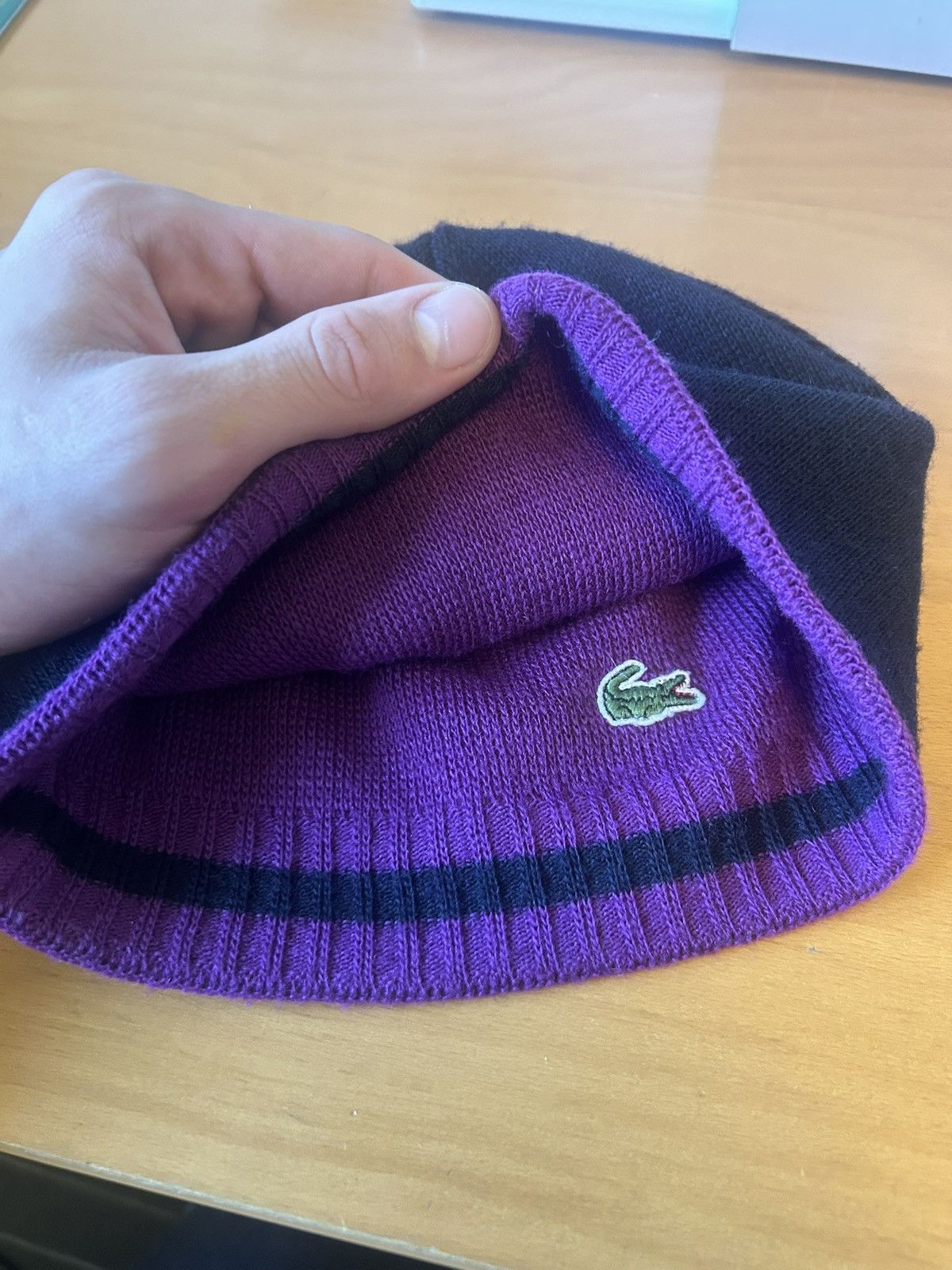 Lacoste Vintage Lacoste wool reversible beanie Size ONE SIZE - 6 Thumbnail
