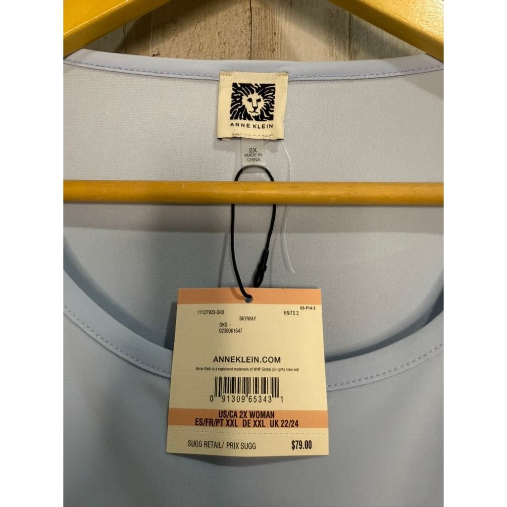 Anne Klein NWT Anne Klein Women's 2XL Blue Lace Accent Short Sleeve Size XXL / US 16-18 / IT 52-54 - 3 Thumbnail