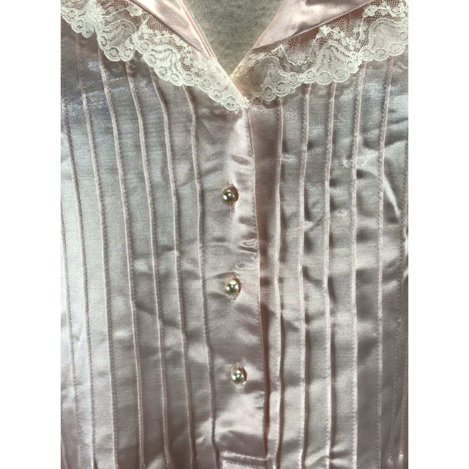 Vintage VINTAGE St Michael Satin Nightgown Women’s Large Pink Lace Trim Victorian Women Medium/Large? Hmm. Size ONE SIZE - 7 Thumbnail