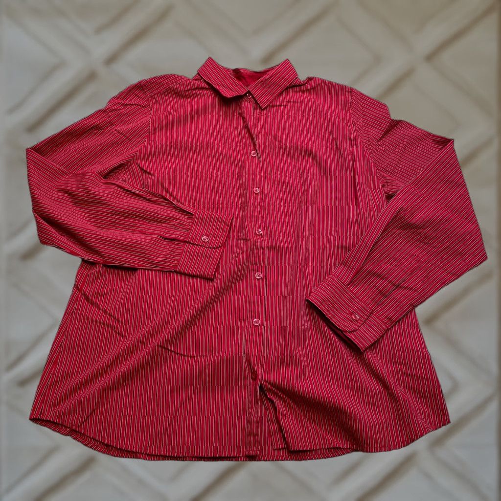 George George Shirt Mens 2XL Red Striped Button Up Long Sleeve Top Collared Dress Size US XXL / EU 58 / 5 - 1 Thumbnail