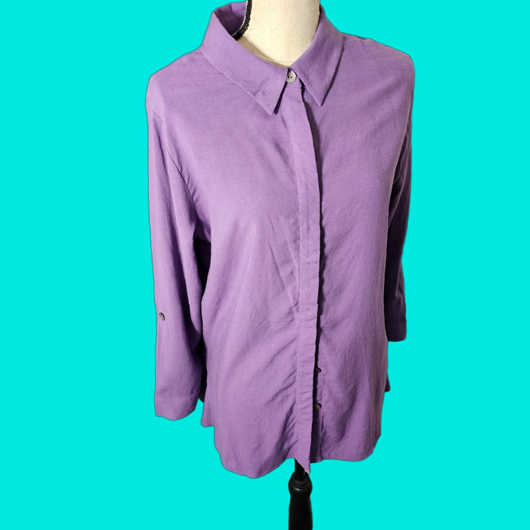 Soft Surroundings Soft Surroundings Shirt Womens PL Petite Large Purple Long Sleeve Button Up Size L / US 10 / IT 46 - 1 Thumbnail