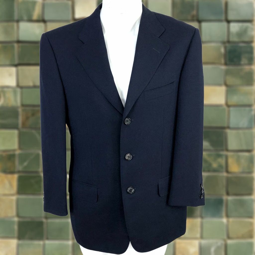 Ermenegildo Zegna Ermenegildo Zegna Cloth 48 EUR Wool Blazer Sport Coat Jacket Textured Blue Men Regular Wool Blazer Solid Blue 48 Mens Blazer Size 48R - 1 Thumbnail