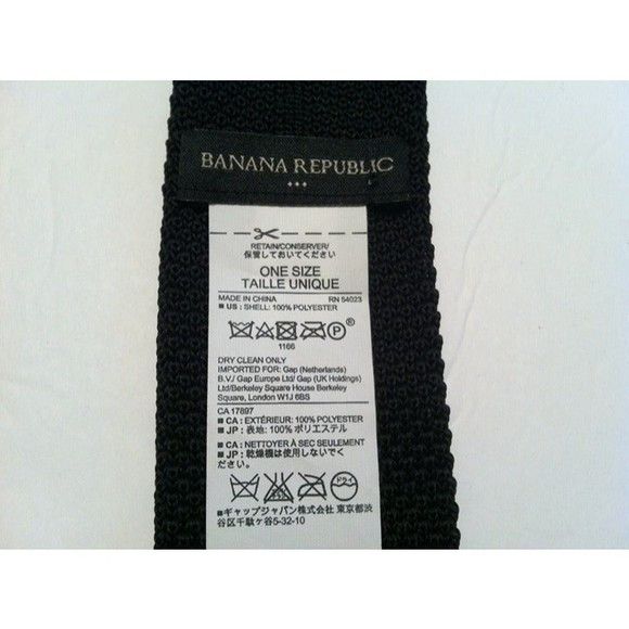 Banana Republic BANANA REPUBLIC MEN'S NEW BLACK 100%POLYESTER TIE WIDTH: 2" Size ONE SIZE - 5 Thumbnail