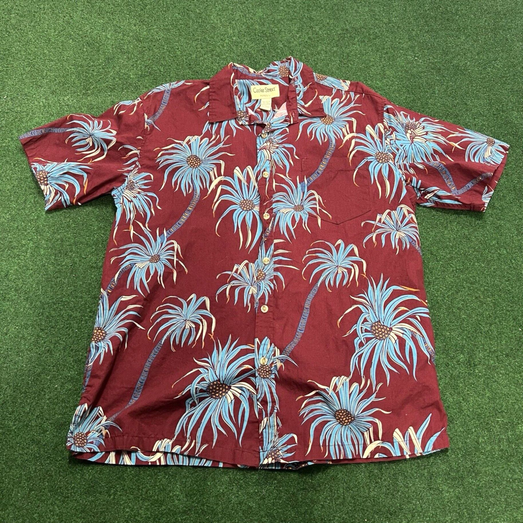 Vintage COOKE STREET Men's Size Large Print Red Hawaiian Shirt Cotton Summer Beach Palms Size US L / EU 52-54 / 3 - 1 Thumbnail