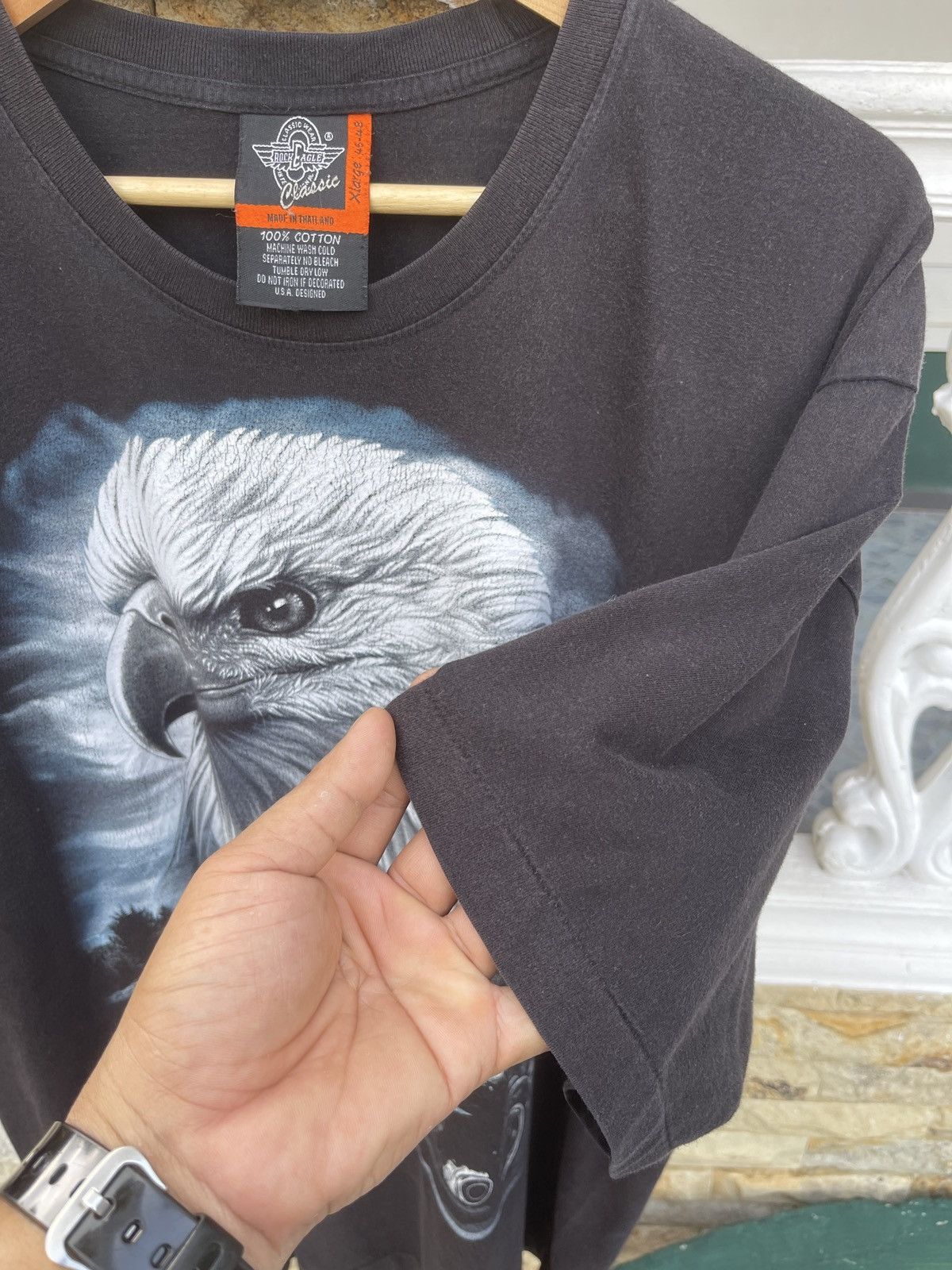 Harley Davidson Last Drop🔥Vtg Motorcycle Eagle Live To Ride Faded T-Shirt Size US XL / EU 56 / 4 - 6 Thumbnail