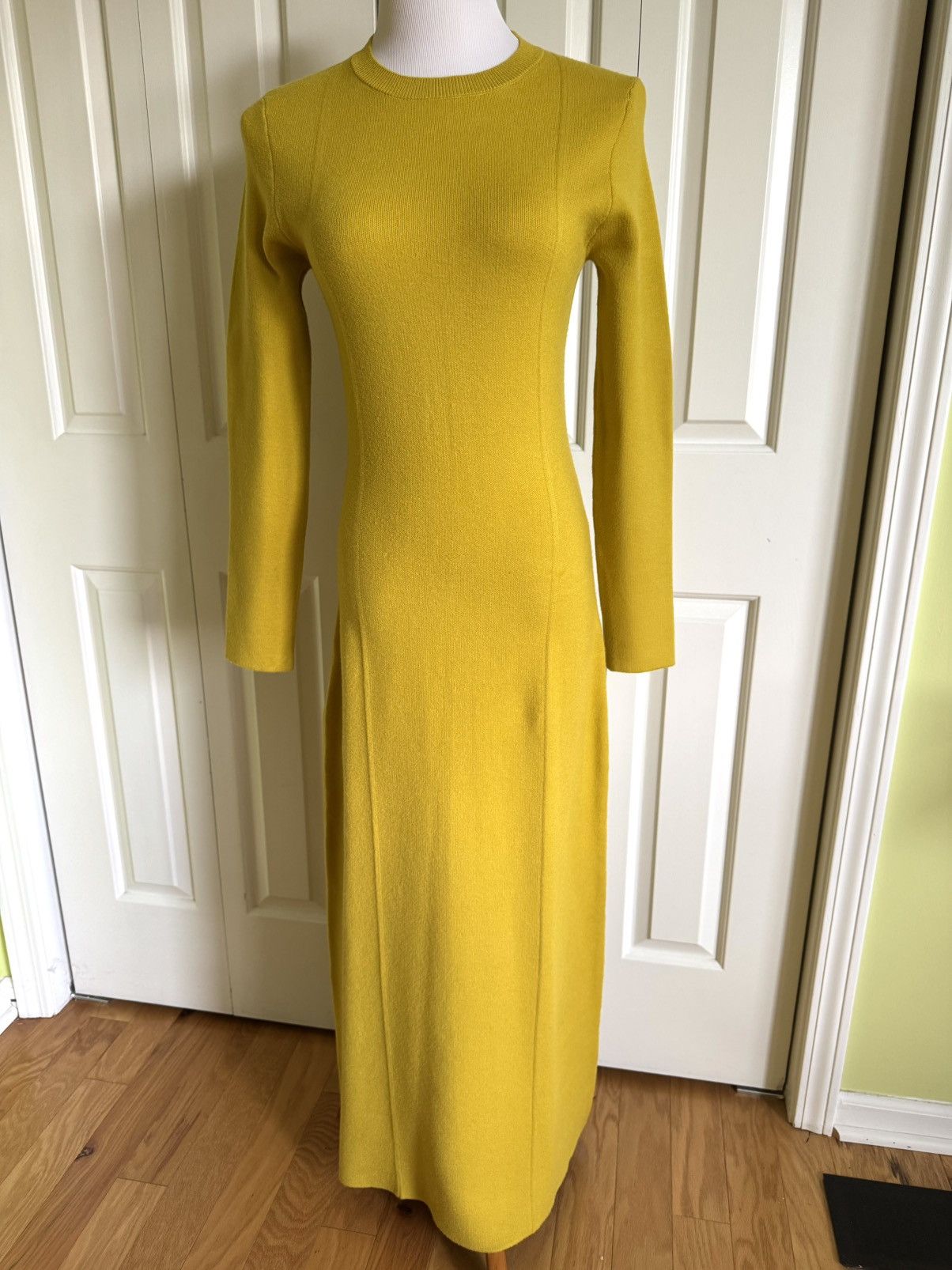yellow knit dress zara ZARA YELLOW IRREGULAR BUTTON KNIT DRESS