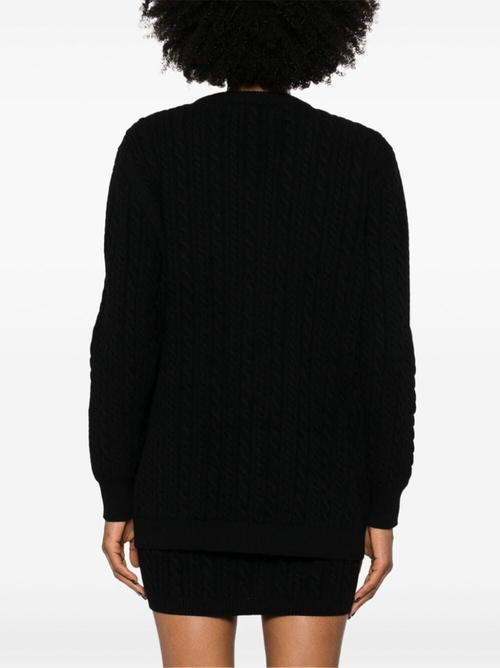 Alessandra Rich o1s22i1n0225 Oversized Wool Cardigan in Black Size S / US 4 / IT 40 - 3 Thumbnail