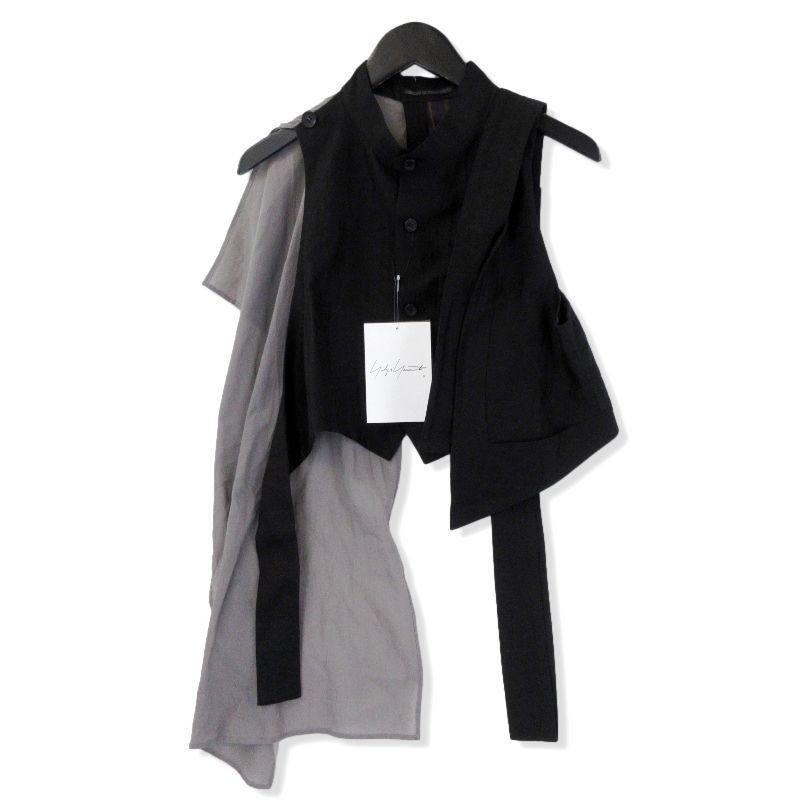 Yohji Yamamoto Yohji Yamamoto GABARDINE BELTED UNBALANCE VEST 