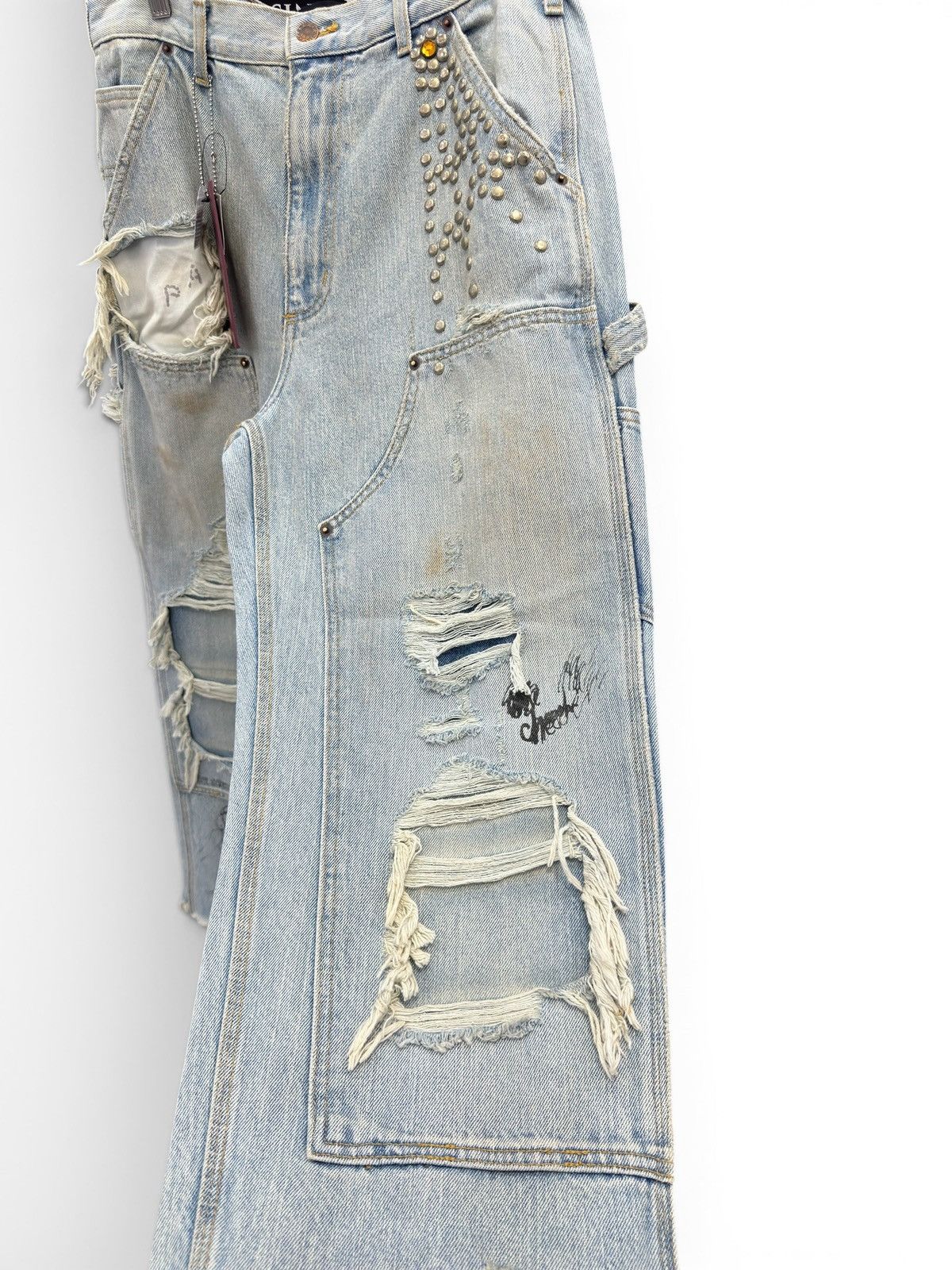 Paly Hollywood Paly Denim Busted Double Knee Pants Size US 32 / EU 48 - 3 Thumbnail